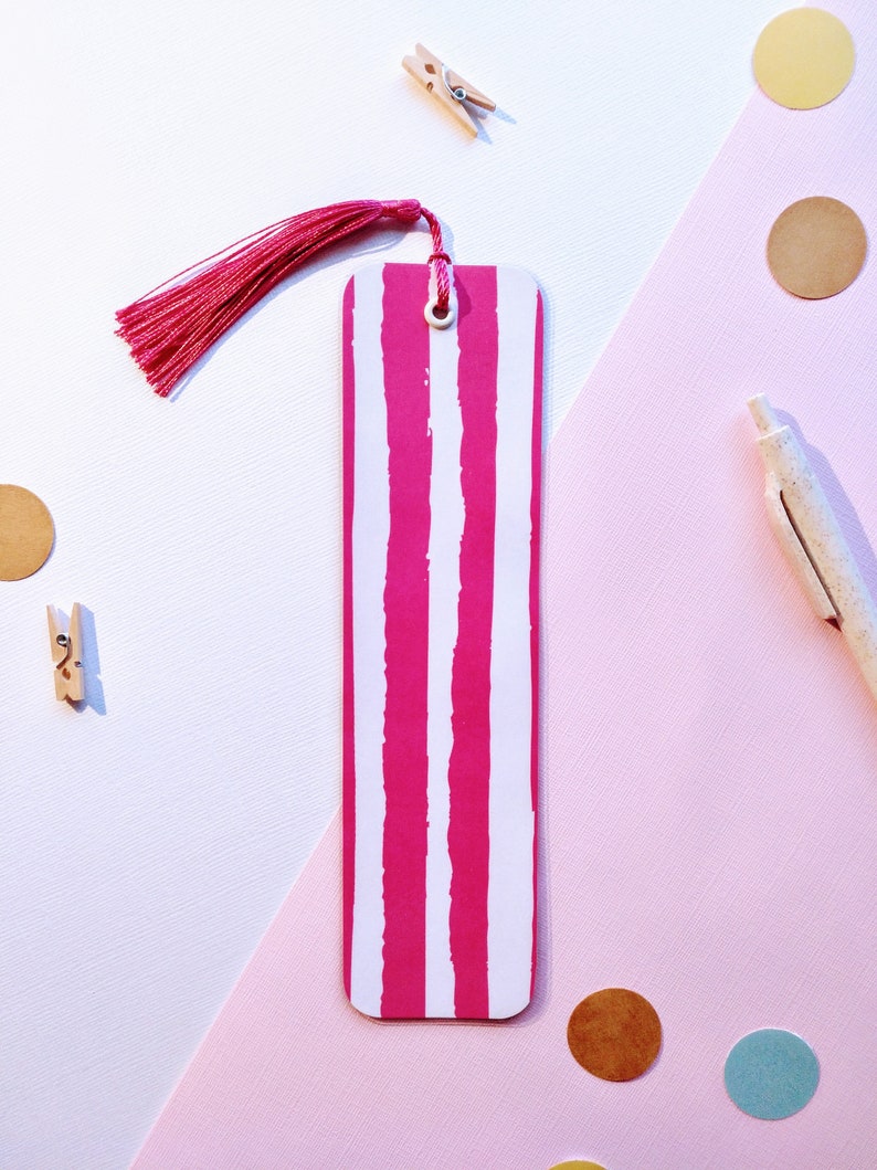 Set of 3 assorted laminated bookmarks with silky tassel Etsy