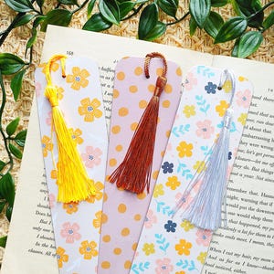 Bookmarks with Silky Tassel | Floral Bookmarks | Pastel Bookmarks | Book Worm Gift Ideas | Readers Gifts | Book Accessory | Page Markers