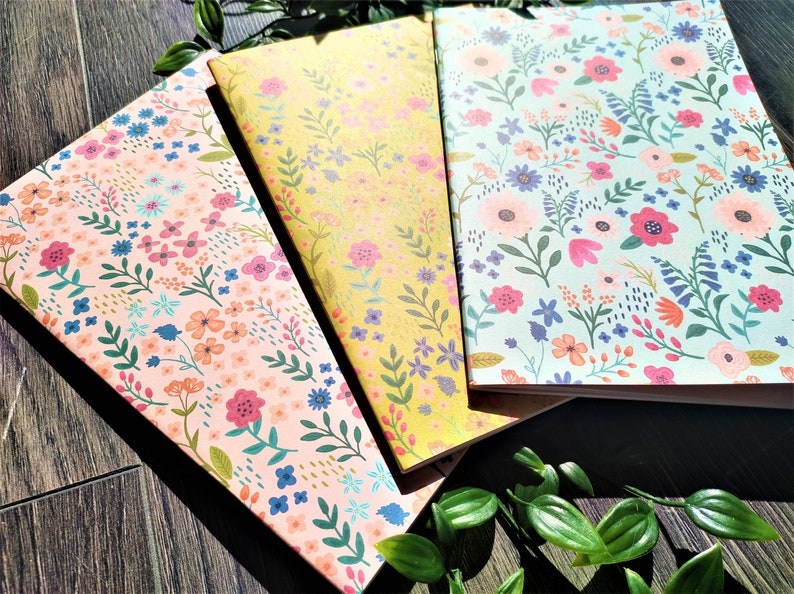 A5 Floral Notebook Staple Bounded Spring Journal Spring Etsy