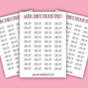 Minimalistisch stickervel ploegenplanner ~ Lange dagdienst ~ werkstickers voor planner, agenda of dagboek ~ 44 labels ~ The Cute Paper