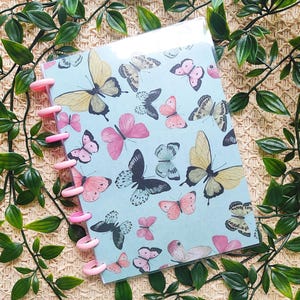 A5 Disc-Bound Refillable Notebook | Customizable Planner Journal with Butterflies | Elegant & Durable Diary | Blue Reusable Note System