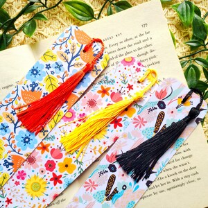 Bookmarks with Silky Tassel | Floral Bookmark Pack | Floral Bookmark Set of 3 | Spring Gift Idea | Readers Gift | Book Accessory | Page Mark