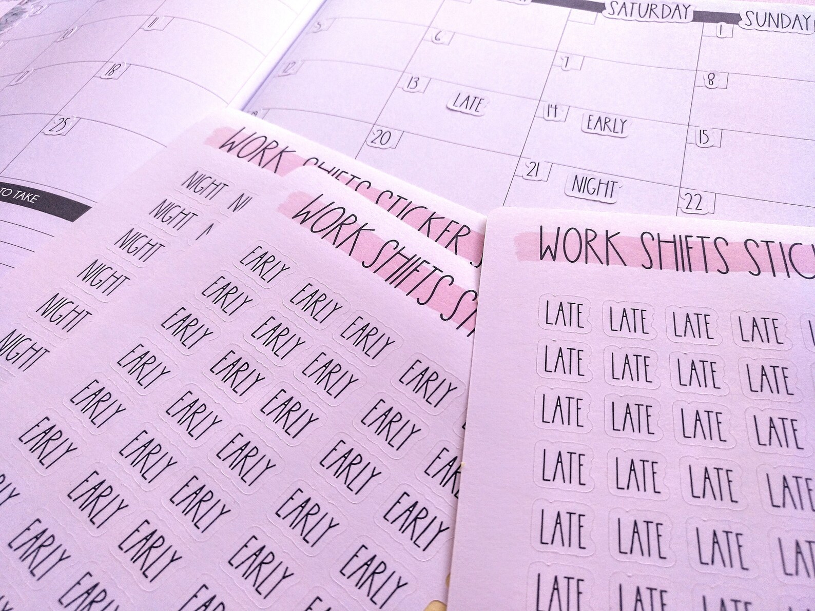 Minimalistic Work Shifts Planner Sticker Sheet Late Shift - Etsy