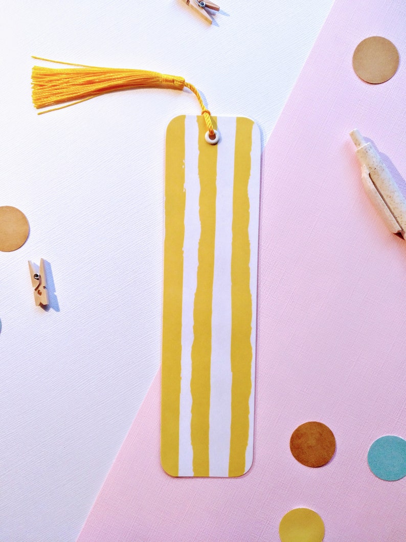 Set of 3 assorted laminated bookmarks with silky tassel Etsy