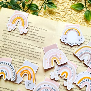 Magnetic Bookmarks | Boho Rainbows Magnetic Bookmark | Pastel Rainbow Bookmark with Magnet | Pastel Readers Gift | Boho Rainbows Book Marker