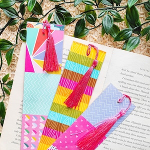 Bookmarks with Silky Tassel | Pink Wood Bookmarks | Floral Bookmarks | Cute Bookmarks | Readers Gift | Book Accessory | Page Markers