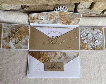 Goldene Hochzeitskarte, Geschenk zur Goldenen Hochzeit, Karte, Glückwunschkarte, Ehejubiläum 50 Jahre