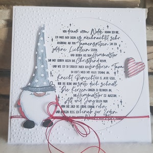 Weihnachtskarte mit Wichtel, Grußkarte zum Fest, Weihnachtmelodien als Text