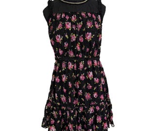 Y2K Juicy Couture Black Label Lace Mini Dress Small Goth Coquette Punk Roses