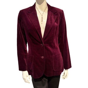 Vintage Nordstrom Burgundy Velvet Blazer | Women’s Size 12 Structured Jacket | Classic Wine Red Evening Coat | 100% Cotton Velvet