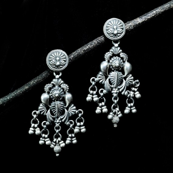 Indian Silver Earrings 925 Pure Silver Earrings Vintage Etsy