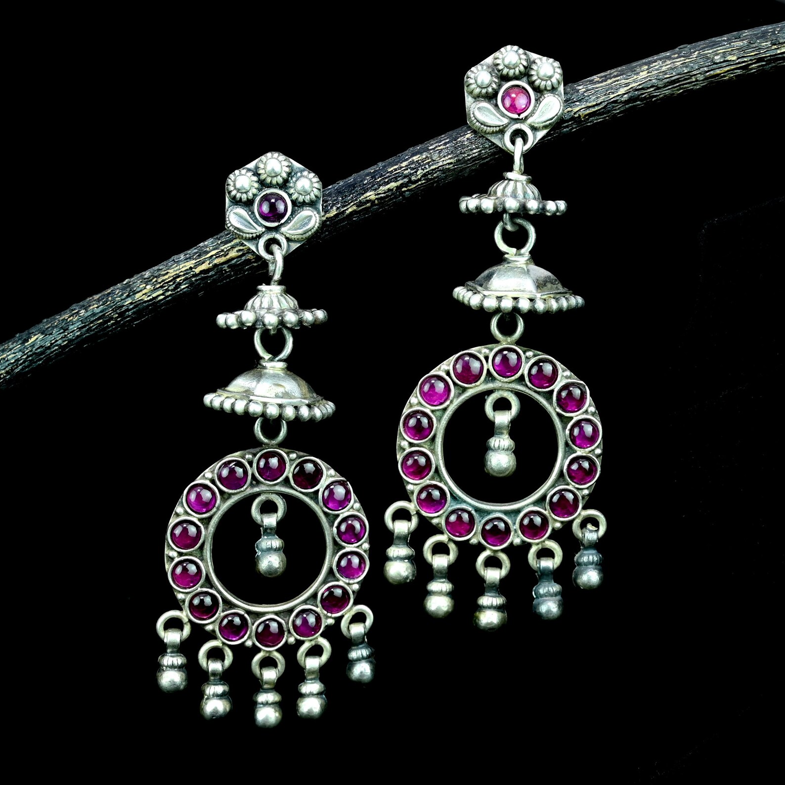 Indian Silver Earrings 925 Pure Silver Earrings Vintage Etsy UK