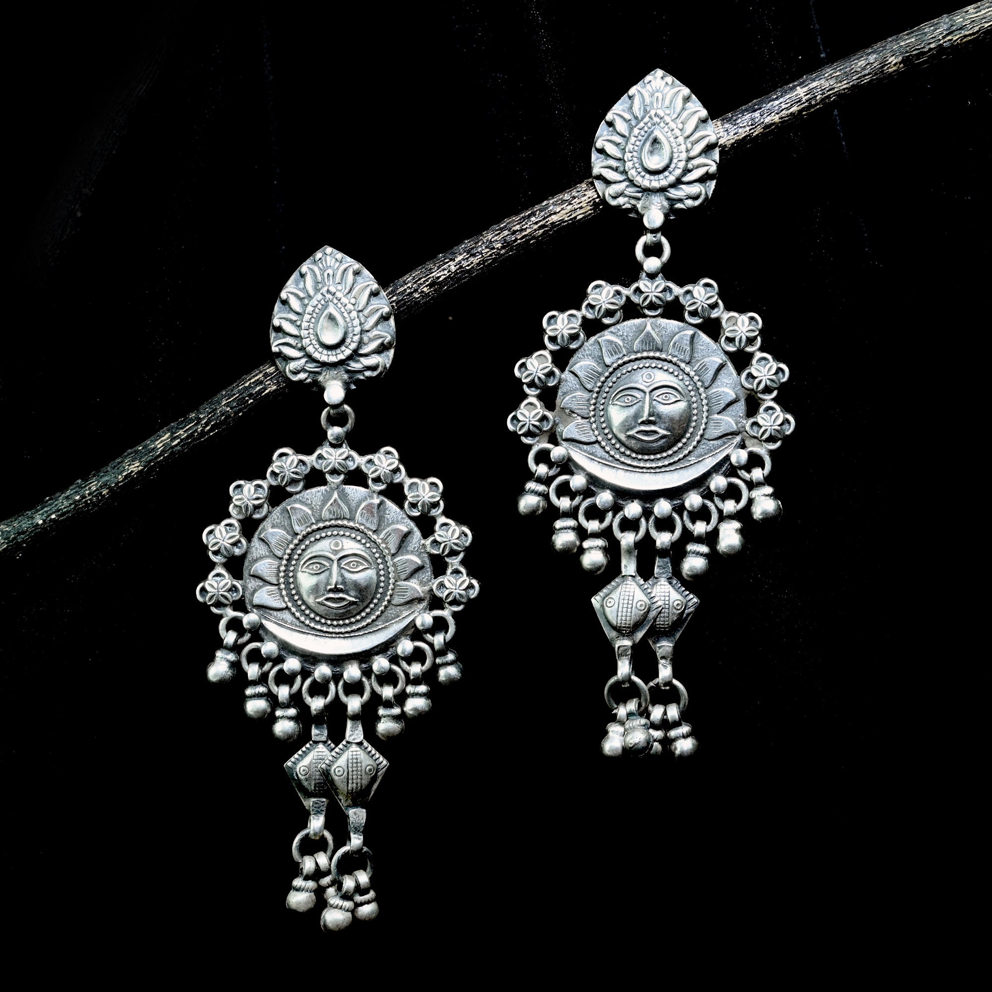 Indian Earrings 925 Pure Silver Earrings Vintage Earrings Etsy