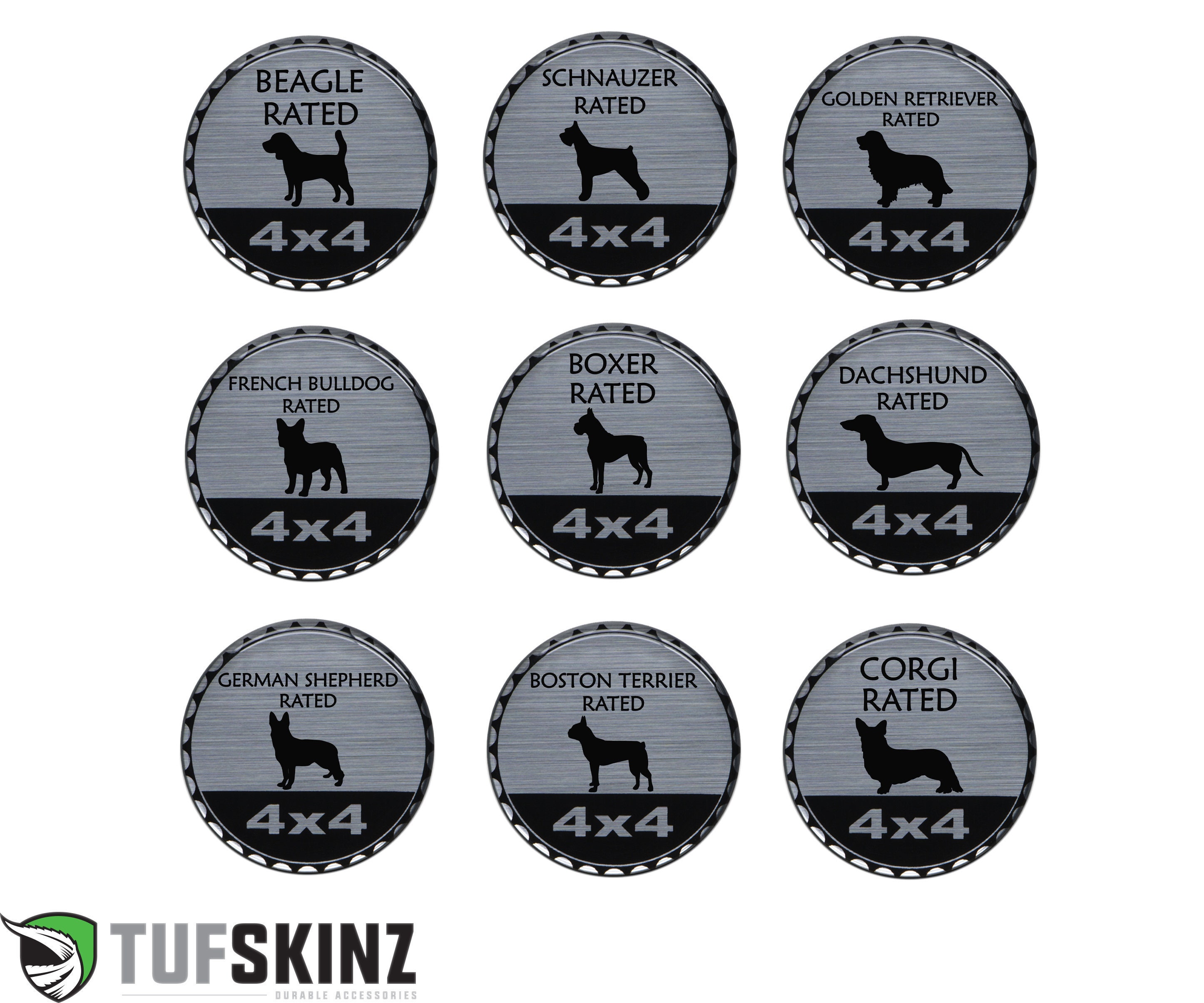 Tufskinz Professions Rated Badges Brushed Silver 1 Piece Kit -  Ireland
