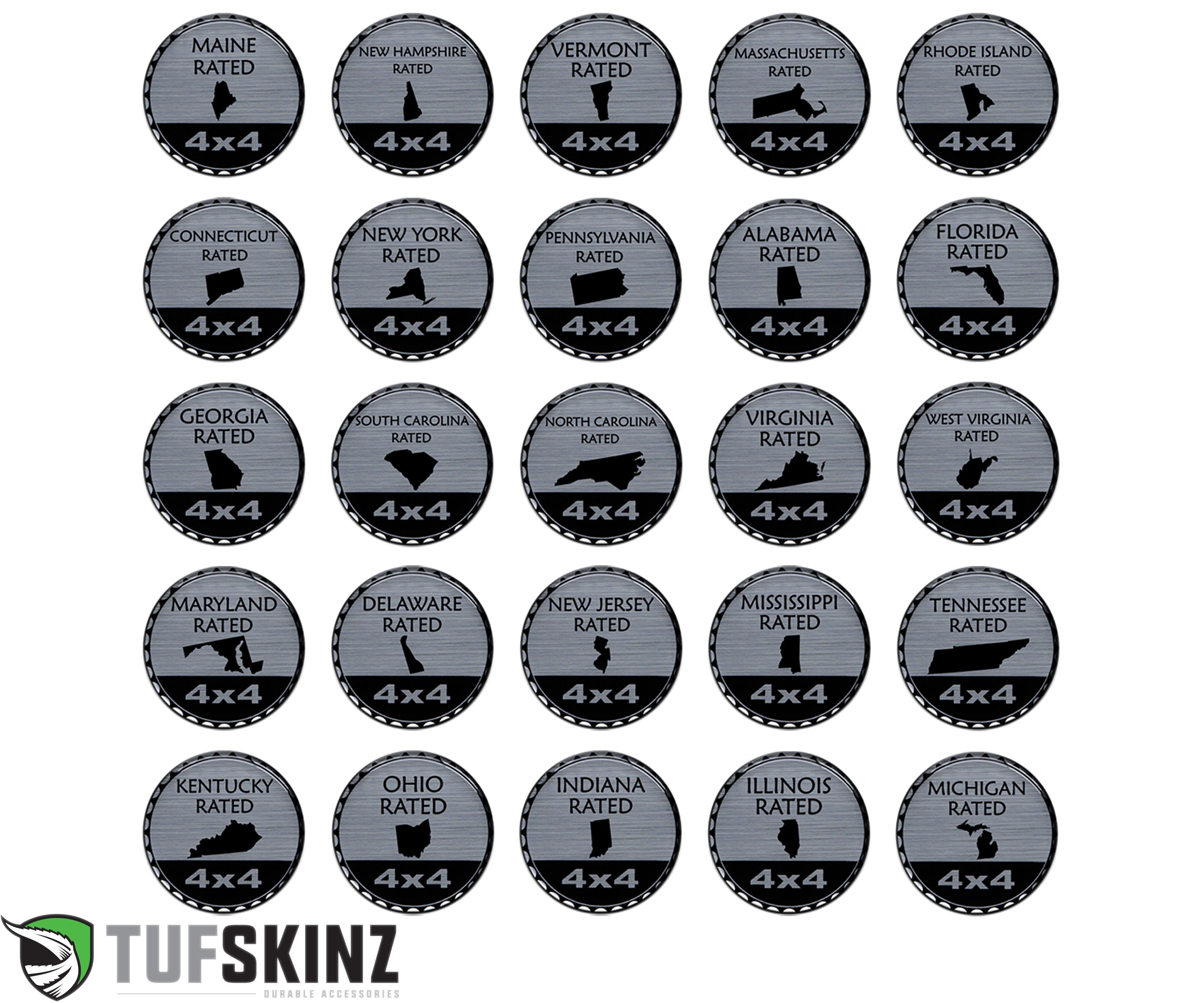 Tufskinz Professions Rated Badges Brushed Silver 1 Piece Kit -  Ireland