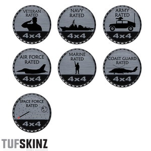 Tufskinz | Military Rated Badges - Brushed Silver - 1 Piece Kit