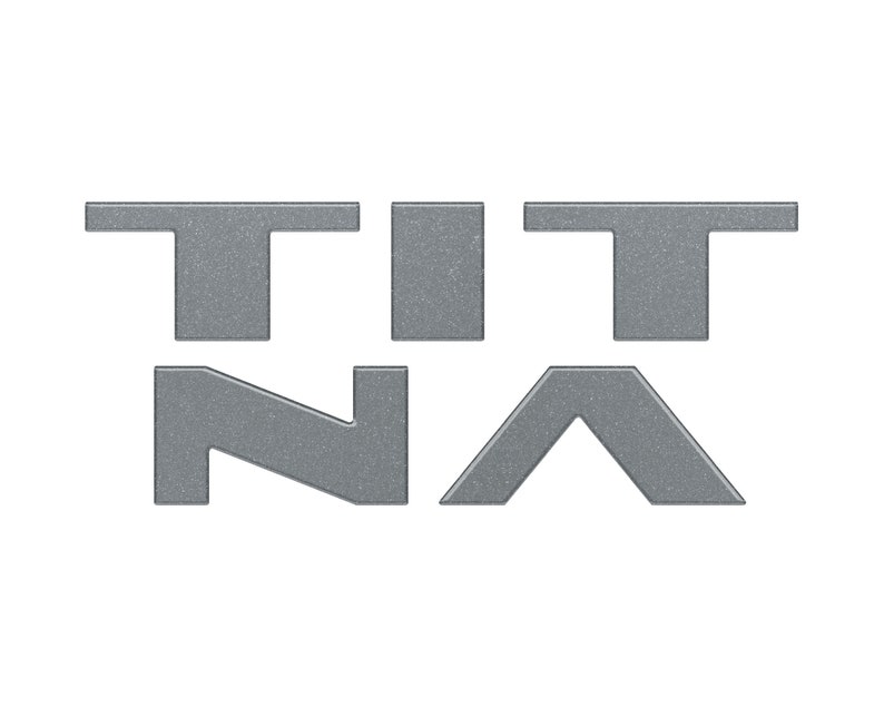 May include: A silver metallic logo with the word "TITAN" in all caps.