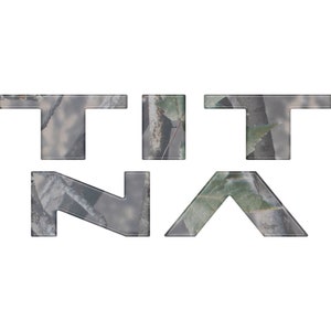 May include: The word "TITNA" in a camouflage pattern font.