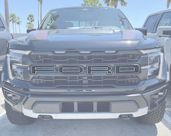 Insertos de letras para parrilla Tufskinz - Compatible con F-150 Raptor 2024-2026 - Kit de 4 piezas