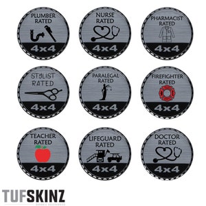 Tufskinz | Professions Rated Badges - Brushed Silver - 1 Piece Kit