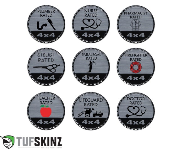 Tufskinz | Professions Rated Badges - Brushed Silver - 1 Piece Kit