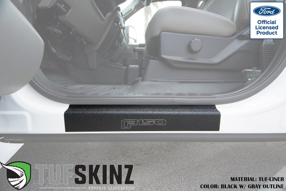 Rear Door Sill Protection TUF-Liner, Blue Logo TufSkinz Fits 2015-Up Ford F-150-2 Piece Kit