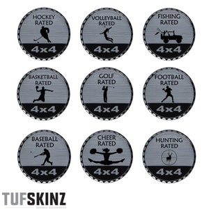 Tufskinz | Sports Rated Badges - Brushed Silver - 1 Piece Kit