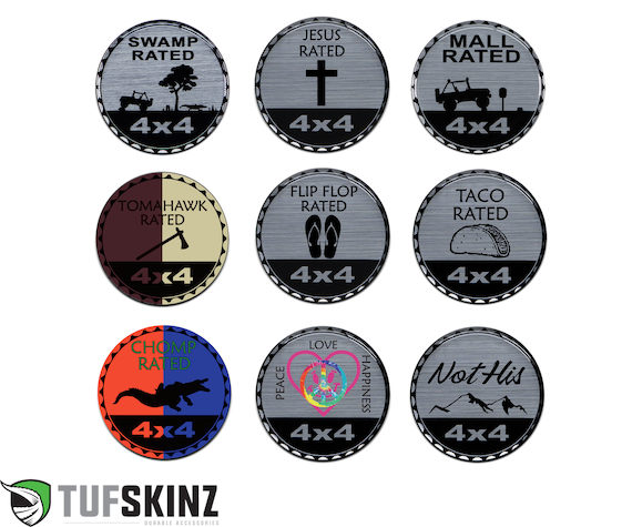 Tufskinz Fun Rated Badges Brushed Silver 1 Piece Kit 