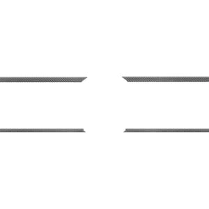 Peut inclure: Quatre pièces de garniture en fibre de carbone, deux droites et deux en forme de L, sont disposées sur un fond blanc. Les pièces présentent un motif texturé et tissé, et sont probablement destinées à des applications automobiles ou de design d'intérieur.