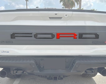 Revestimientos de letras para portón trasero Tufskinz - Compatible con F-150 Raptor 2021-2023 - Kit de 4 piezas