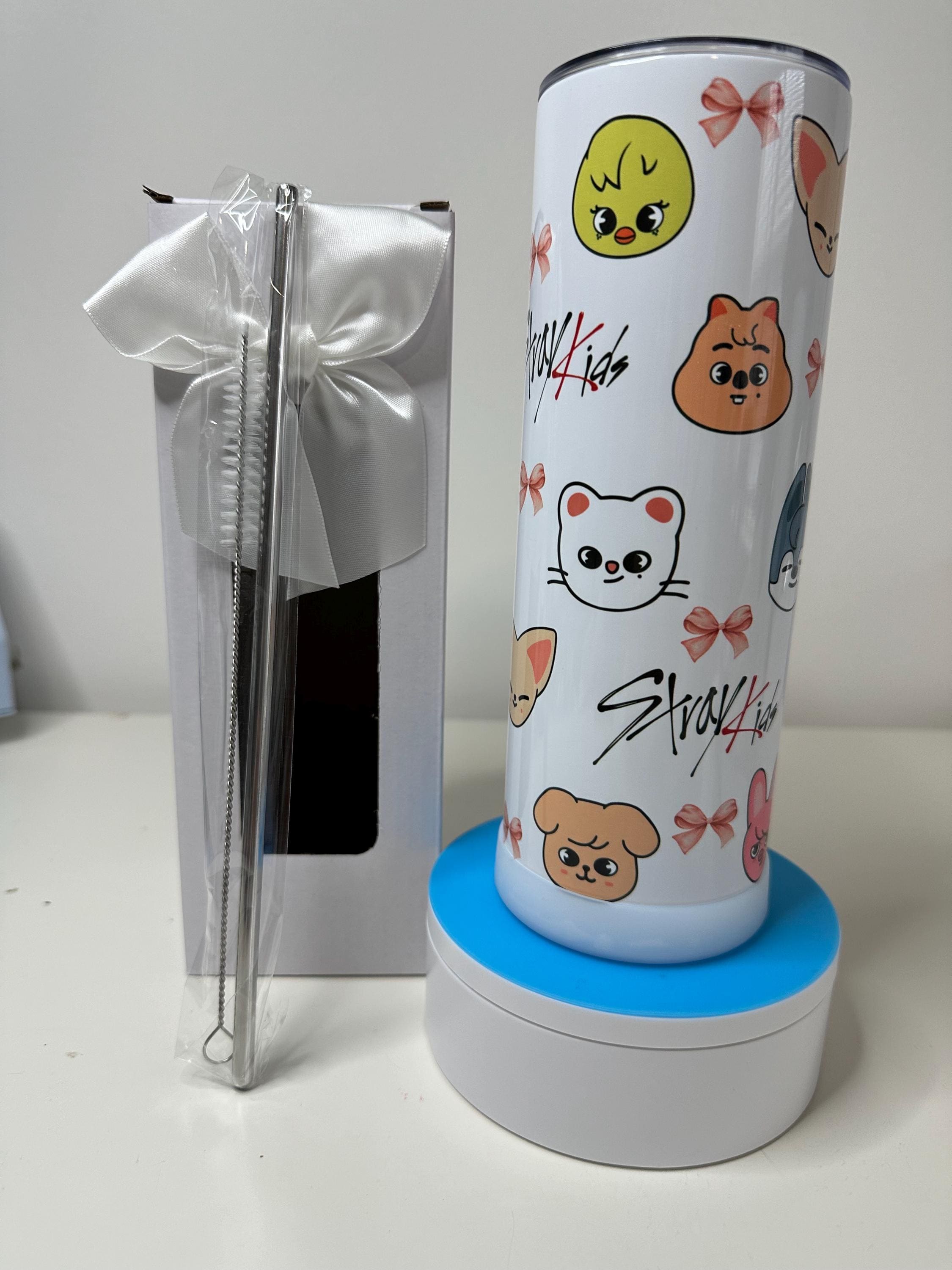 20oz/30oz Coquette Skzoo V2 Tumbler Stray Kids/Cup/SKZ cup/Merch Tumbler, Stainless Steel, Straw, Personalized,Unique Gifts, stay pink bow