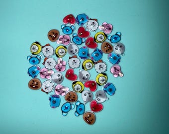 B T mini nail Resin 3D flatback Mini Animal Heads,bear Flat Back Figurines for Nail Art, DIY, Van, KOYA, mang for freebie 2 1 b t s