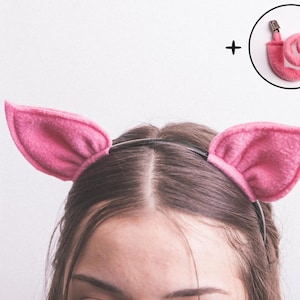 Pig Ears and Piggy Tail / Pig Headband / Pig Costume Pretend Play / Children Dress up / Birthday Party Idea
