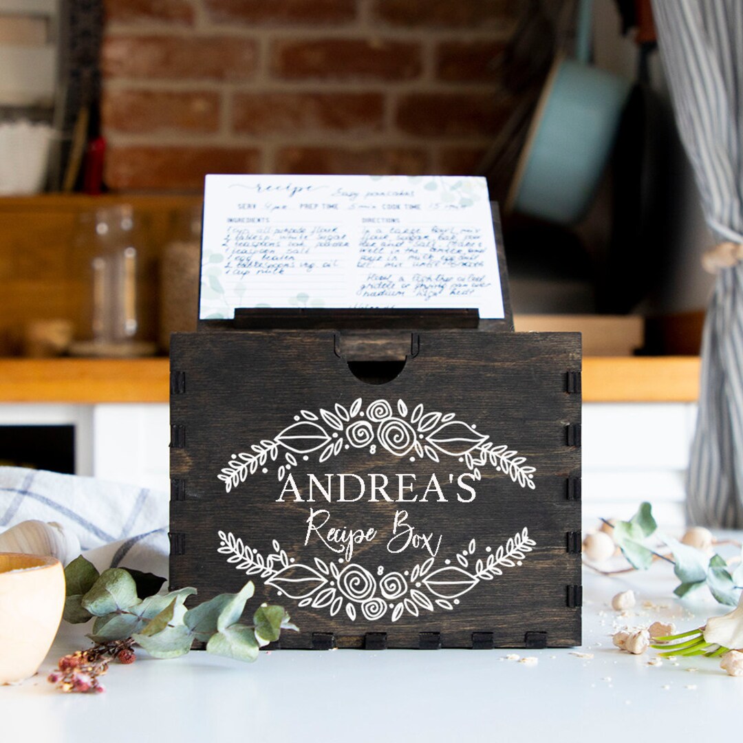 Wooden Recipe Box With Recipe Dividers for 4x6 Recipe Cards - Etsy