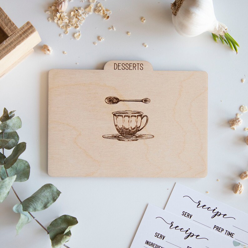 Wooden Recipe Box With Recipe Dividers for 4x6 Recipe Cards Etsy