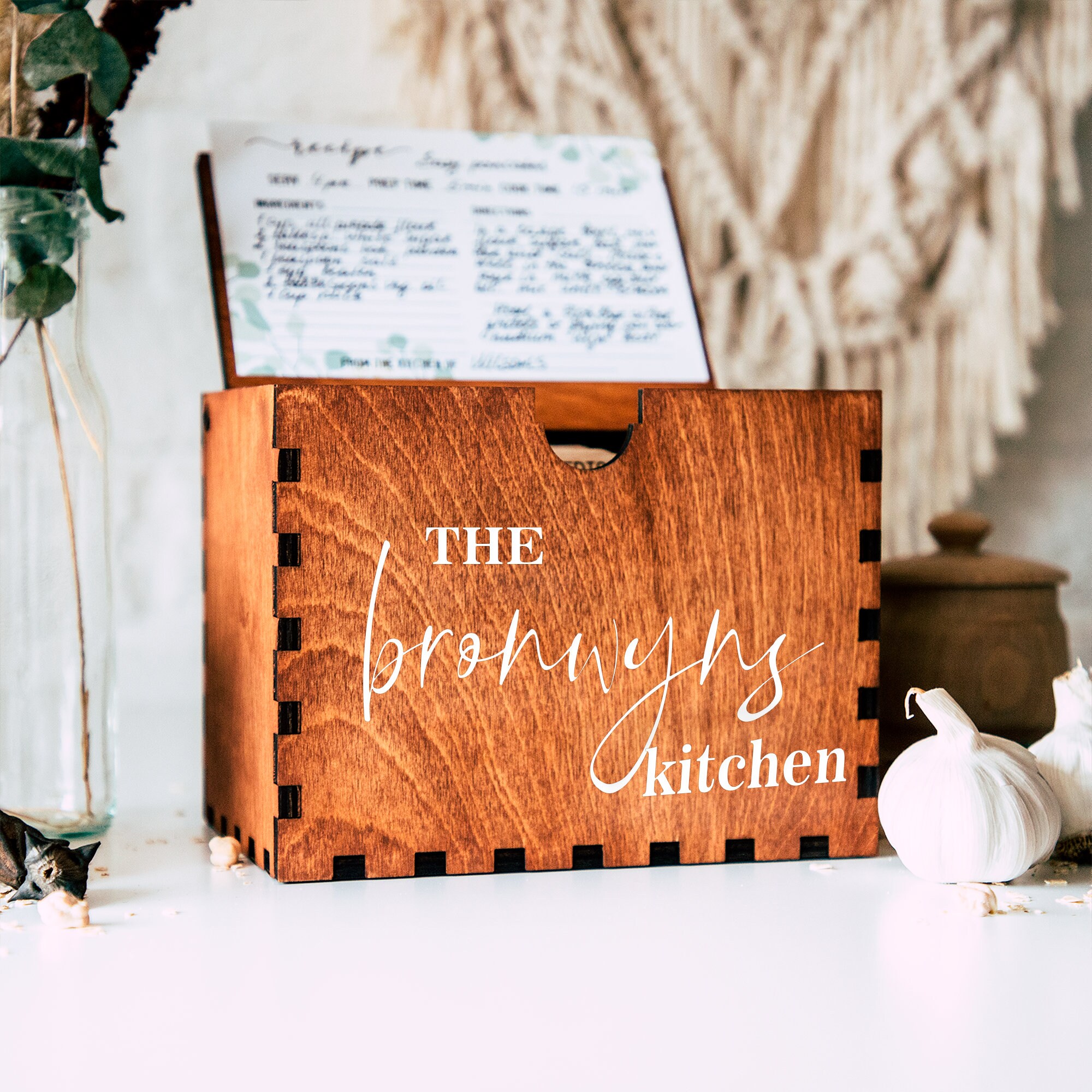 Wooden Recipe Box With Recipe Dividers for 4x6 Recipe Cards Etsy