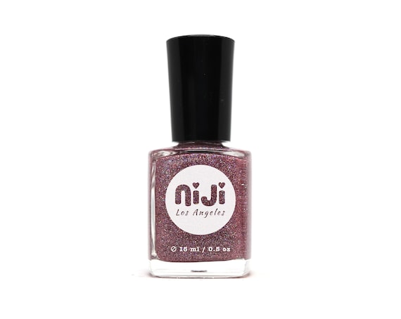 Pixie Goth Holographic Deep Pink Top Coat: Vegan Nail Polish