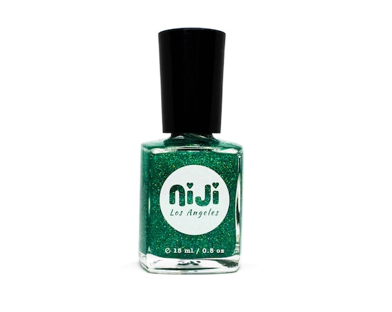 Holographic Shamrock Green Nail Polish: Vegan 10-Free Top Coat