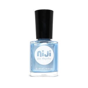 Shimmery Baby Blue Metallic Nail Polish: 10-Free Vegan Lacquer
