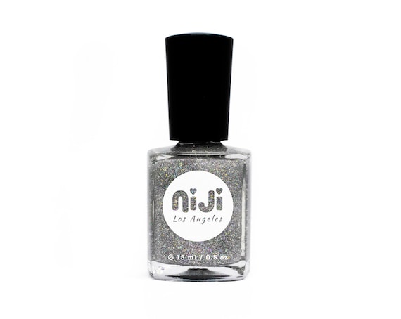Holo NiJi Silver Top Coat: Holographic Rainbow Nail Polish