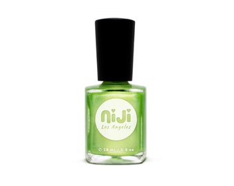 Shimmery Light Green Nail Polish: 10-Free Vegan Lacquer