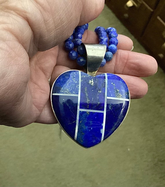 Best Vintage Southwest Sandstone Sterling Silver Inlay Necklace Best Vintage Southwest Sandstone Sterling Silver Inlay Necklace