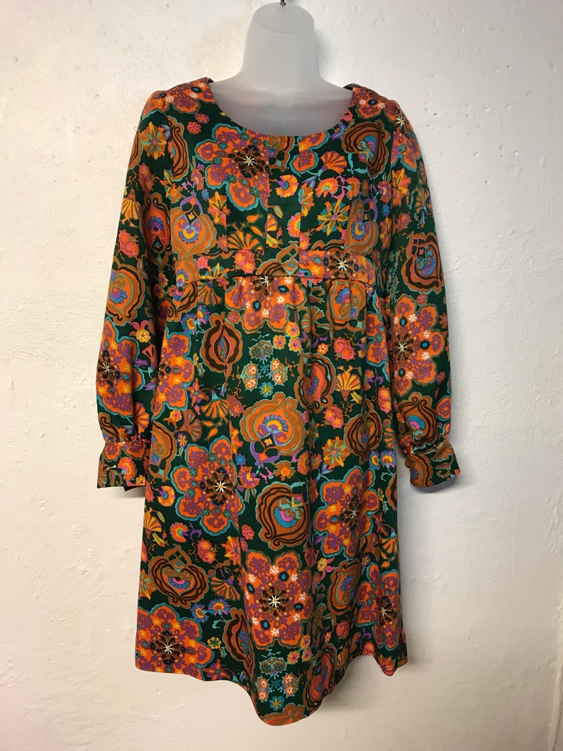 Vintage 1960s Funky Floral Colorful GoGo Dress image 0