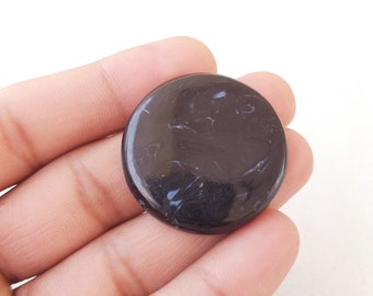 Cabochon di agata di radice di palma pietrificata: ciondolo con pietra preziosa rotonda (35 x 6 mm, 55,1 carati)