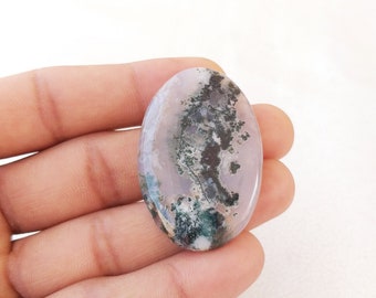 Oval Moss Agate Gemstone Cabochon (45x30x6 MM) – Pendant Making Stone