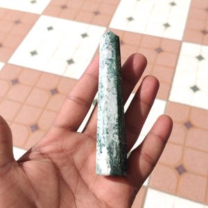 Tree Agate Handmade Tower, Polished Gemstone Point 4.3'' Inch