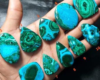 Handmade Chrysocolla Malachite Cabochon: Polished Natural Gemstone For Jewelry