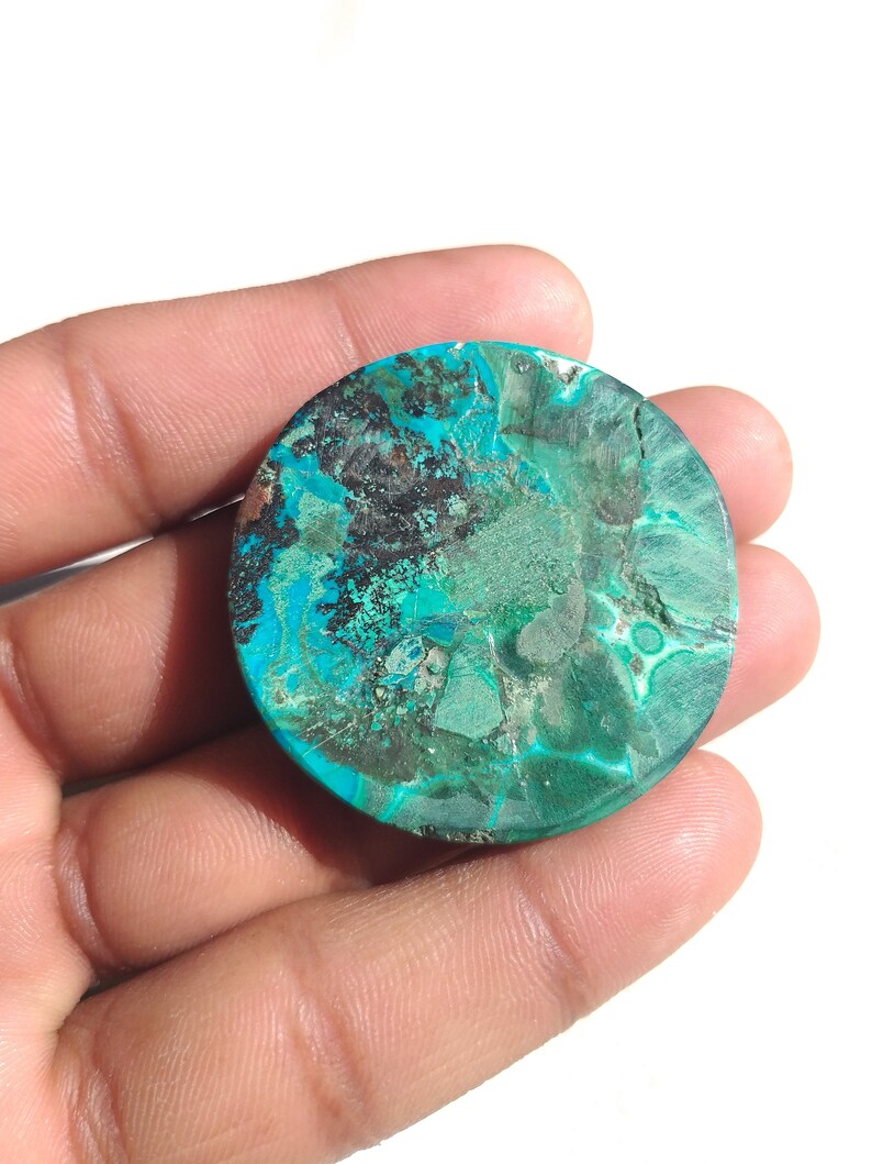 43x7 MM Natural Chrysocolla Malachite Cabochon Gemstone Round Shape Chrysocolla Malachite Jewelry Cabochon Natural Chrysocolla Malachite