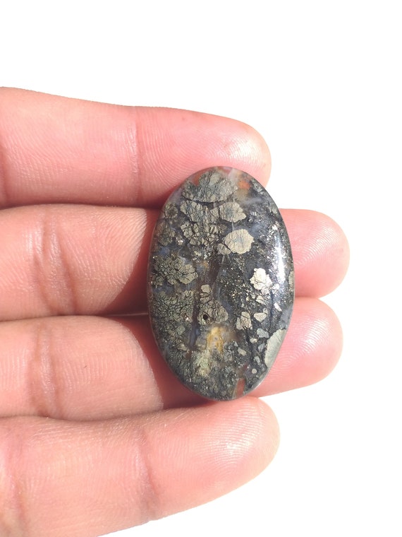 37x23x5 MM Marcasite Stone Cabochon Gemstone Oval Shape Marcasite