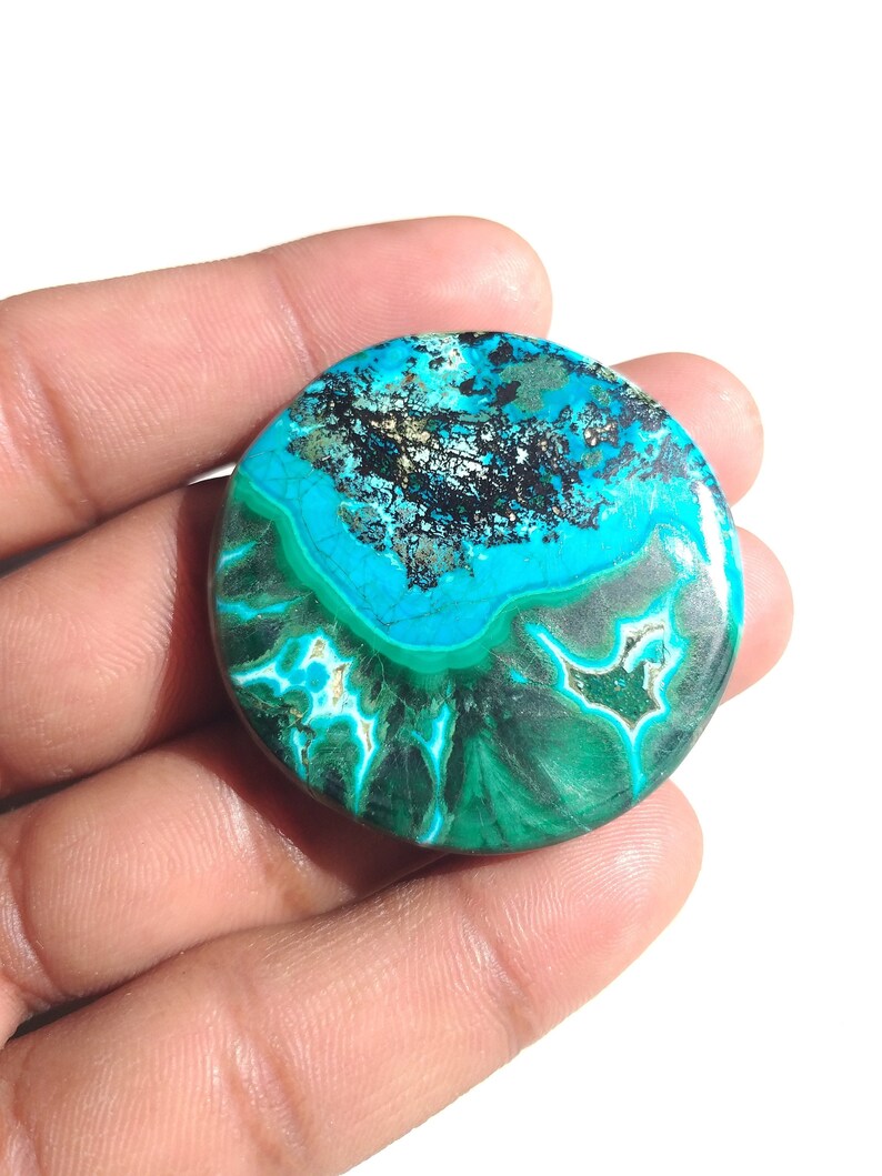 43x7 MM Natural Chrysocolla Malachite Cabochon Gemstone Round Shape Chrysocolla Malachite Jewelry Cabochon Natural Chrysocolla Malachite